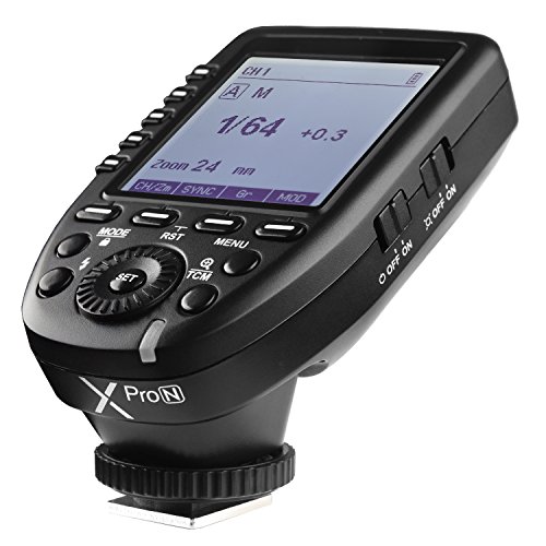 Godox Xpro-N TTL Disparador de Flash inalámbrico, 2.4G 1 / 8000s HSS TTL Convert-Manual TCM Transmisor de Flash de Pantalla LCD Grande para cámaras Nikon