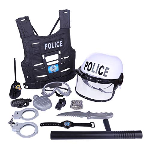 H0_V Kit Policia 11 Piezas Juegos de rol de Kit de Accesorios policía Disfraz de para niño