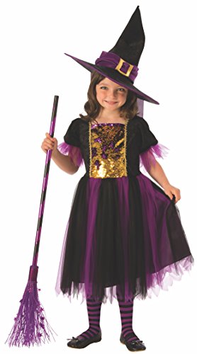 Halloween - Disfraz de Bruja para niña, dorado y morado - 8-10 años (Rubie's 641101-L)