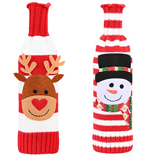 Hemoton - Lote de 2 bolsas de vino con diseño de reno, muñeco de nieve, regalo para Navidad, año nuevo, decoración de color rojo