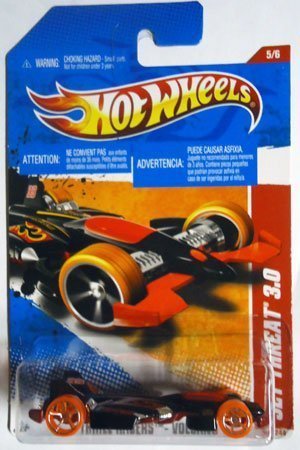 Hot Wheels 2011 JET THREAT 3.0 thrill racers volcano 5 of 6, #203 black with orange wheels