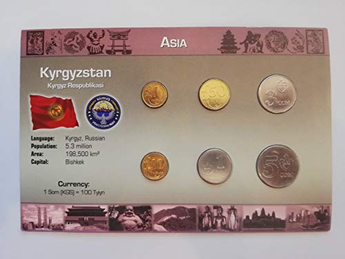 IMPACTO COLECCIONABLES Monedas del Mundo. Kyrgyzstan, Blister de 6 Monedas Auténticas SIN Circular