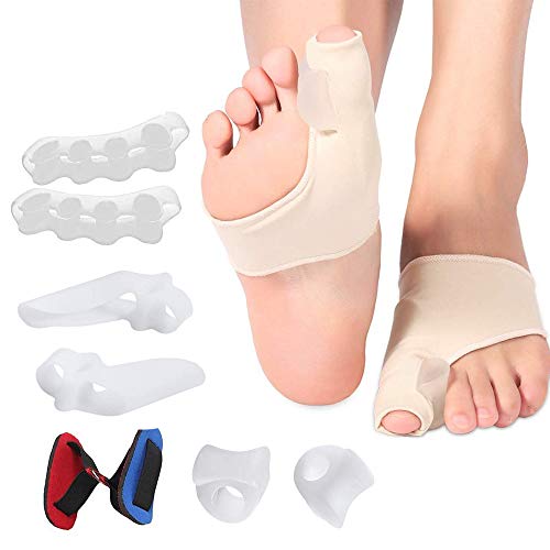 IWILCS 9 Piezas, Separador de dedo del pie, Juanetes corrección separador kit, para quienes tienen pulgar valgo, huesos de los pies deformados y dolor al caminar
