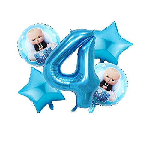 jsobh Globos de cumpleaños 5pcs Set de Dibujos Animados Boss Baby Boy Ballon Número de 40 Pulgadas Número Azul Ducha Bebé Decoración de la Fiesta de cumpleaños Globos (Color : NO4)