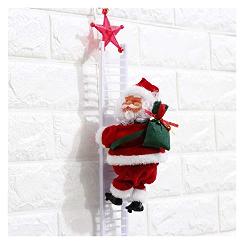JZYLOVE JINZHIYANG Eléctrico Santa Escalada Escalera Juguete Creativo Niños Año Nuevo Regalo Árbol de Navidad Decoración de la Pared Ornamento del hogar Muñeca de Juguete (Color : White Ladder)