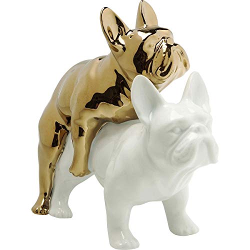 Kare Deko Figura Decorativa, Love Dogs, Cerámica y Porcelana, Oro, 17.2 X 19.5 X 10.8 Cm