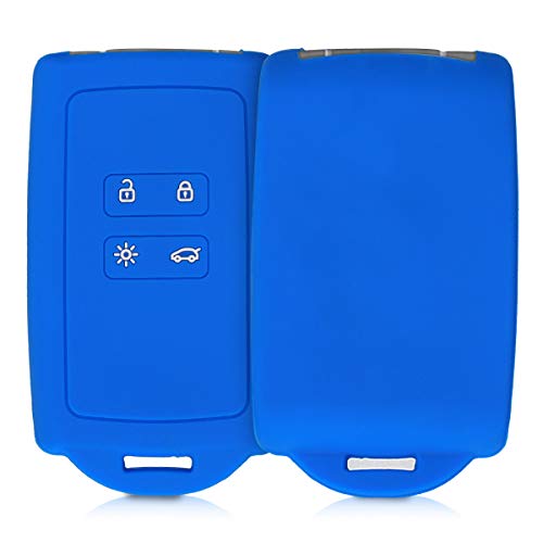 kwmobile Funda de Silicona Compatible con Renault Llave de Coche Smart Key de 4 Botones (Solo Keyless Go) - Carcasa Protectora para Llavero - Case Mando de Auto Azul