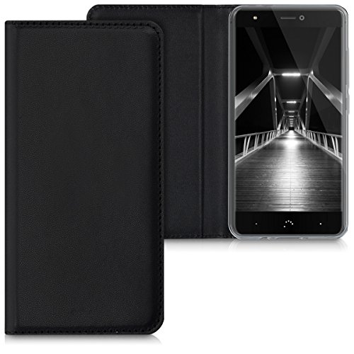 kwmobile Funda movil Compatible con bq Aquaris X/X Pro - Carcasa de Cuero sintético - Case en Negro