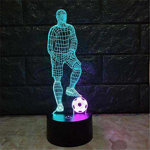 LBJZD luz de noche Fútbol Kick Off Led3D Luz Nocturna Creativa Lámpara De Carga Táctil De Siete Colores Decoración De Regalo De Navidad Accesorios De Iluminación 3D Con Mando A Distancia