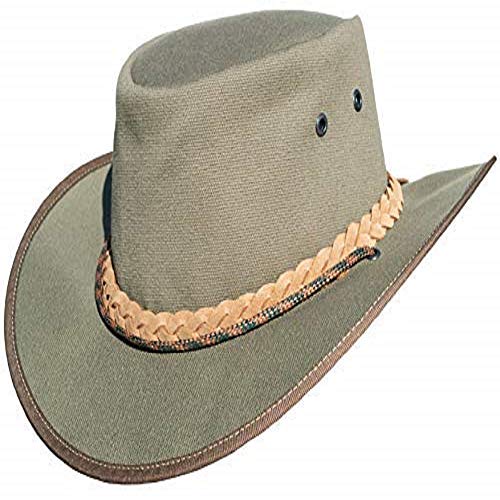 Leather Hats Sombrero de vaquero de lona para pesca, safari, estilo australiano, color gris