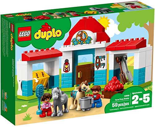 LEGO DUPLO Town - Establo de los Ponis, Juguete de Preescolar Educativo con Caballos y Muñecos para Niñas y Niños de 2 a 5 Años (10868)