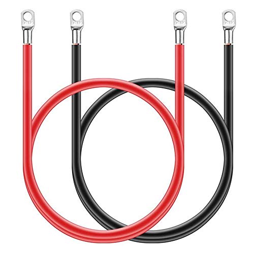LEZED Cable de Encendido Cable de la batería Cable de Cobre Correa aislada para batería Puente Cables de Inversor a Baterias 5AWG 16mm² 50cm Rojo y Negro 2 Piezas