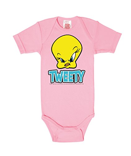 Logoshirt Body para bebé Piolin - Looney Tunes - Tweety Head - Pelele para bebé - Rosa - Diseño Original con Licencia, Talla 62/68, 3-6 Meses