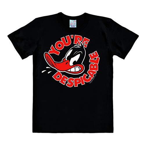 Logoshirt - Looney Tunes - Pato Lucas - Despreciable - Camiseta Hombre - Negro - Diseño Original con Licencia, Talla XL