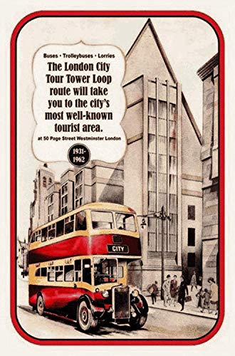 London City Bus Tower Loop Tour Buddel-Bini Versand - Cartel Decorativo (Metal, 20 x 30 cm), diseño de autobús de Londres