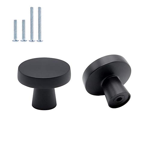 LS5310BK - Lote de 10 pomos para muebles y cajones (redondos, 32 mm de diámetro), color negro