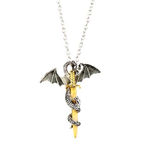 Lurrose Dragon Sword Necklace Collar luminoso colgante Glow In The Dark Cross Dragon Necklace