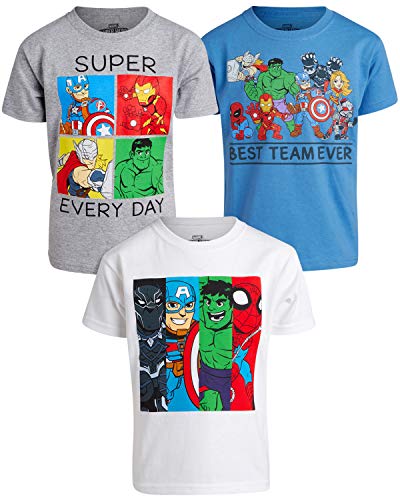 Marvel Boys 3 Pack T-Shirts : Spider-Man and Avengers Superheroes (Toddler, Little Boys & Big Boys)