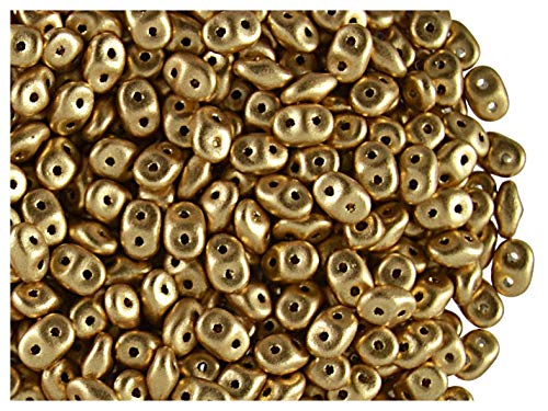 Matubo SuperDuo Beads, 2.5x5 mm, 20 g, cuentas de vidrio prensado checo en la forma de rombo con dos agujeros, Crystal Bronze Pale Gold (Aztec Gold)