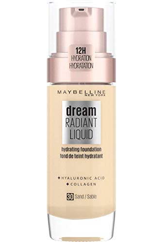 Maybelline New York Dream Radiant Liquid, Base de Maquillaje Líquida con Sérum Hidratante, Tono 030 Sand