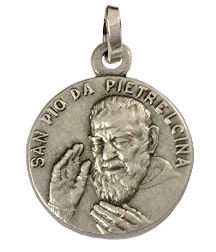 Medalla de San Pío de Pietrelcina (Padre Pio) de Plata de Ley 925 - Fabricada en relieve