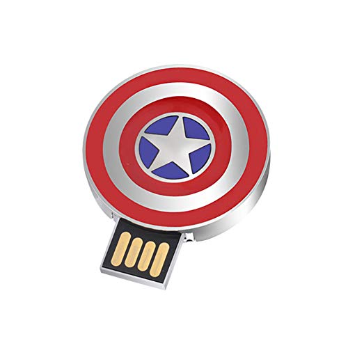 Memoria USB Flash Drive Pen Drive Memory Stick Unidad Pulgar Disco USB 2.0 Alta Velocidad Marvel Serie Iluminar Dibujos Animados Anime The Avengers Star Wars Superhero (32G, Captain America's Shield)
