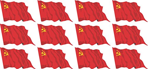Mini conjunto de banderas que sopla - 50x31mm - autoadhesivo - USSR - Autoadhesivas - tatuajes de la bandera - para el coche, Oficina y Hogar - 12 piezas