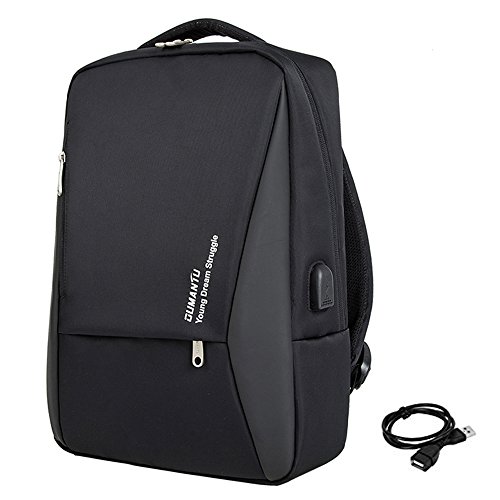 Mochila Ordenador Portatil 14"-15" USB Puerto Negocios Impermeable Laptop Backpack para Trabajo Diario (Negro)