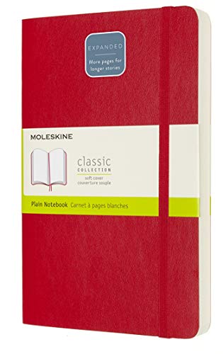 Moleskine - Cuaderno Clásico con Hojas en Blanco, Tapa Blanda y Cierre con Goma Elástica, Tamaño Grande 13 x 21 cm, Color Rojo Escarlata, 400 Páginas