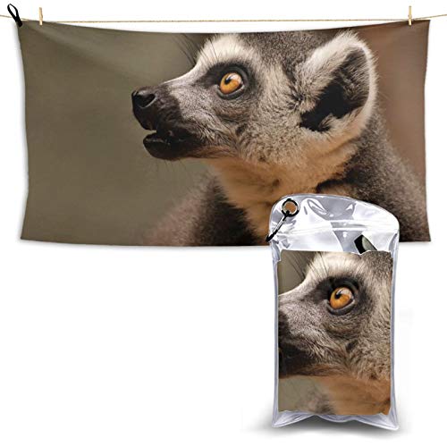 Monkey Lemur Cute Zoo Äffchen - Toalla de playa de microfibra ligera y súper absorbente con una bolsa de transporte para gimnasio, camping, piscina