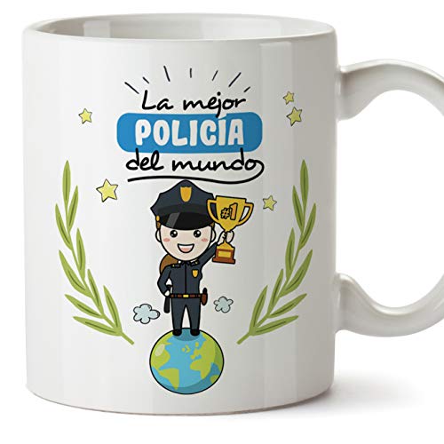 MUGFFINS Taza Regalo Mujer Policía - La Mejor Mujer Policía del Mundo - Nacional/Local/Guardia Civil/Ertzaintza/Mossa d'esquadra