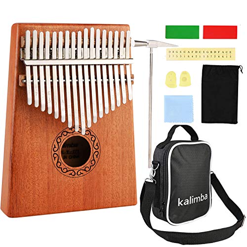 Nabance Kalimba 17 Key Thumb Piano Marimba Instrumento Música Finger Piano con Martillo de Afinación y Accesorios con Bolsa de Transporte para regalo Principiantes y Profesionales