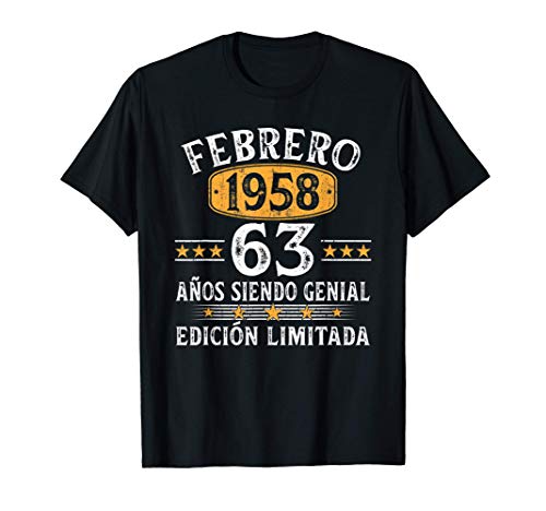 Nacido En Febrero 1958 63 Años Cumpleaños Regalo De 63 Años Camiseta
