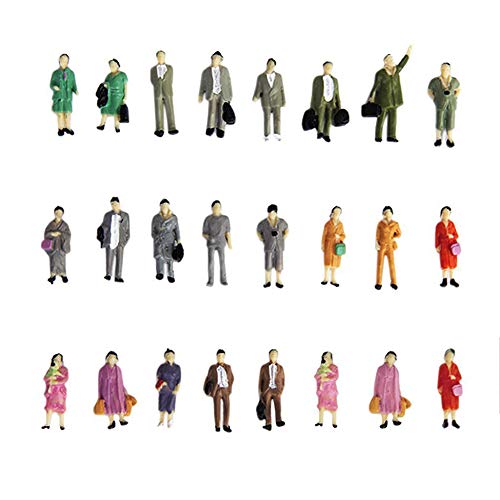 Naisicatar 24pcs Pintado Modelo de Tren Postura de pie La Gente Figuras Escala HO (1 a 87) Simulación PeopleToy Color Mixto Juguete Interesante