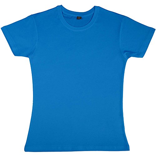 Nakedshirt - Camiseta de Manga Corta de algodón Modelo Nancy para Mujer (Pequeña (S)) (Azul)