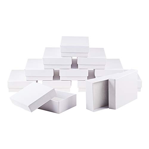 NBEADS Caja de Joyería, Caja de Cartón de Papel Blanco de 60 Unidades con Esponja para Collar, Pulsera, Pendiente, Anillo, Empaque Y Exhibición, 9x6.5x2.8 cm