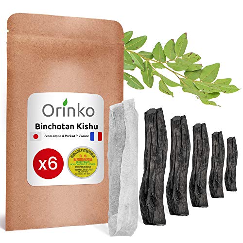 Orinko Binchotan japonés de Kishu Bio 6X (150 g, 25 g x 6) | Roble Ubame de Wakayama – Carbón activo blíster tradicional japonés para purificación de agua en jarra