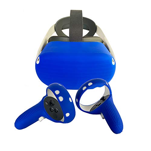 Pack de protección: protección de silicona para auriculares y mandos Oculus Quest 2 (antiarañazos), color azul
