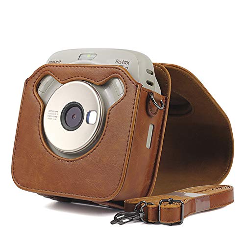 para FUJIFILM Instax Cuadrado SQ20 cámara PU Bolsa de Cuero Caso Vintage Correa para el Hombro Bolsa cámara Lleva Cubierta de protección Caso (Marrón)