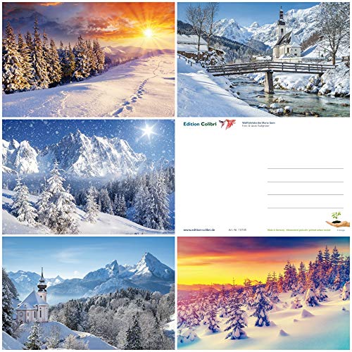 Paysages (Lot de 4) : Lot de 50 cartes postales Kit (5 motifs X 10 ST.) hiver de paysages pour Post Crossing et beaucoup de Bille de Edition Colibri© (10742–46)