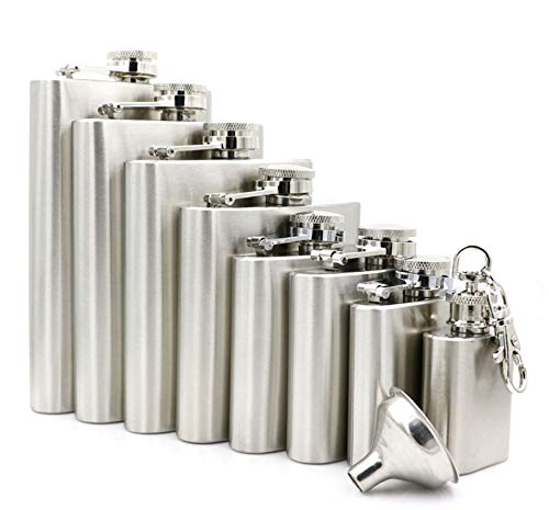 Petaca y embudo de acero inoxidable puede elegir 8 tipos de capacidad, adecuado para transportar alcohol en una olla de 4 onzas