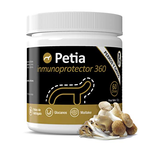 petia Vet health Inmunoprotector 360º Potenciador del Sistema Inmune para Perros y Gatos - 60 Chews