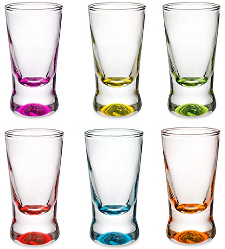 PLATINUX - Juego de 6 vasos de chupito (2,5 cl), multicolor