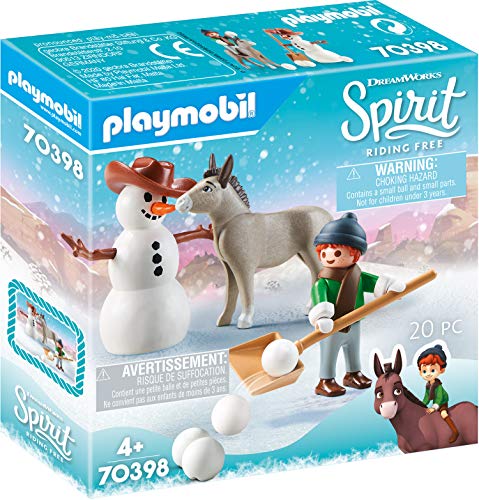 PLAYMOBIL DreamWorks Spirit 70398 Muñeco de Nieve con Trasqui y Señor Zanahoria, A Partir de 4 Años