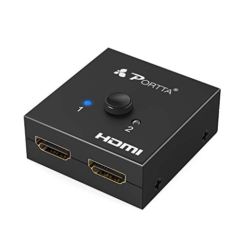 Portta HDMI Switch Splitter 4k 2 puertos HDMI Conmutador Distribuidor Bidireccional HDCP 2.2 Ultra HD 4K Full HD 4K@60hz 1080p 1 In 2 Out / 2 Entrada 1 Salida para HDTV, Blu-Ray, DVD, Playstation,Xbox