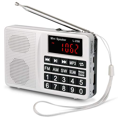 Prunus L-258SW Radio portatile Sw/FM/Am(MW)/SD/TF/USB(0-64 GB) MP3 con altoparlante（Ojo: No se Puede memorizar Las emisoras manualmente）.