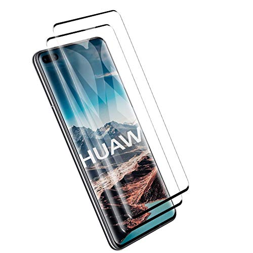 PUUDUU [2 Piezas Cristal Templado para Huawei P40 Pro, Vidrio Templado, [3D Cobertura Completa] [Sin Burbujas] [Anti-Scratches],Protector de Pantalla para Huawei P40 Pro