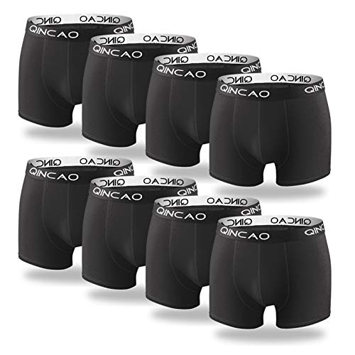 QINCAO Calzoncillos Hombre Boxer Pack de 8 Bóxer Algodón Multicolor - (8 x Negro) L