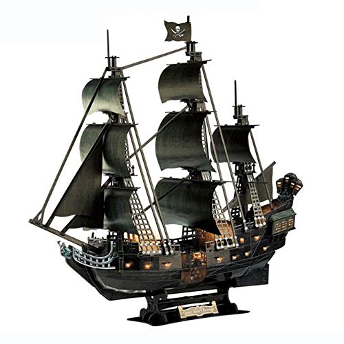 Rompecabezas 3D Barco pirata y barco de velero Perla negra Kit de modelo altamente difícil Barco, rompecabezas de bricolaje Rompecabezas de la venganza de la reina Ana, rompecabezas en 3D para const
