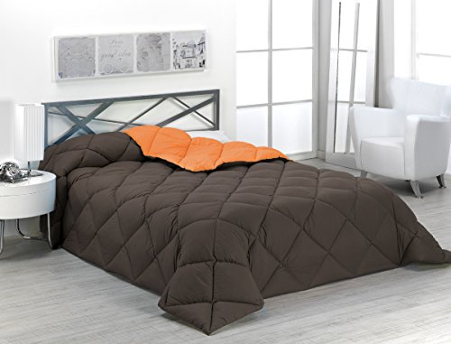 Sabanalia - Edredón nórdico de 400 g reversible (bicolor), para cama de 135/150 cm, color naranja y chocolate